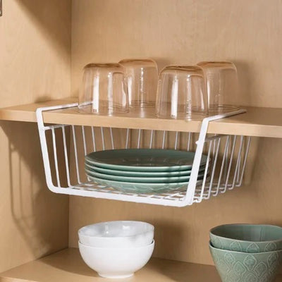 12 Inch Under Shelf Storage Basket - White