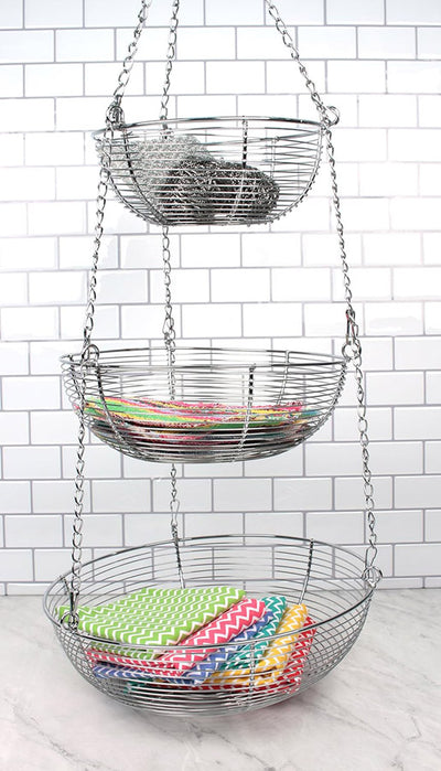 Three-Tier Fruit Basket - Woven Wire