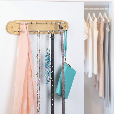 Non-Slip Wood Belt and Tie Rack - Natural
