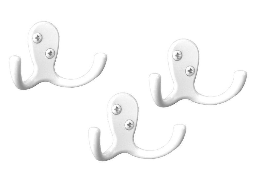 Wall Mount Double Coat Hook White OrganizeIt