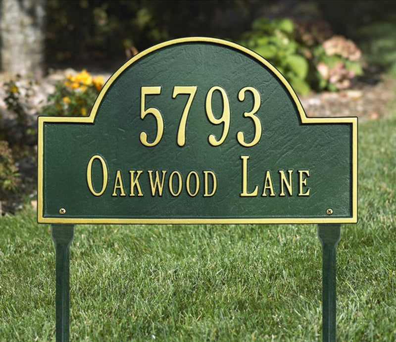 Two-Sided Arch Lawn Address Plaque - Two-Line