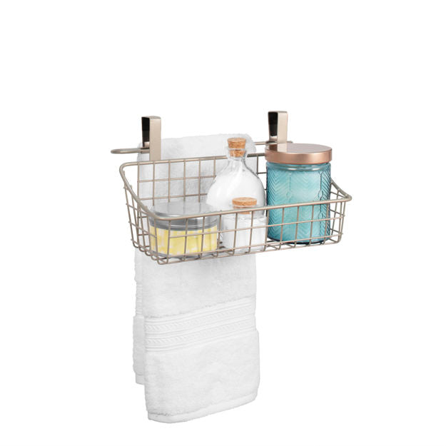 Over Cabinet Door Basket with Towel Bar