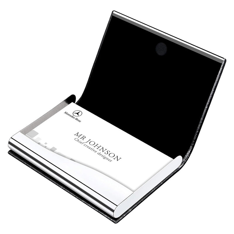 Faux Leather Business Card Holder - Black