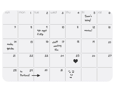 Dry Erase Monthly Calendar