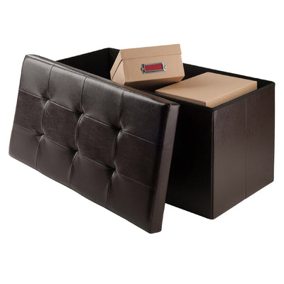 Faux Leather Ottoman Storage Bench - Espresso