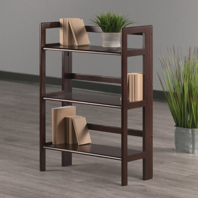 Three Tier Folding Storage Shelf - Antique Walnut