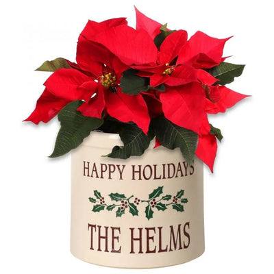 Personalized Holiday Holly Stoneware Crock