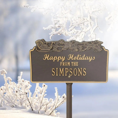 Happy Holidays Lawn Plaque - Sleigh