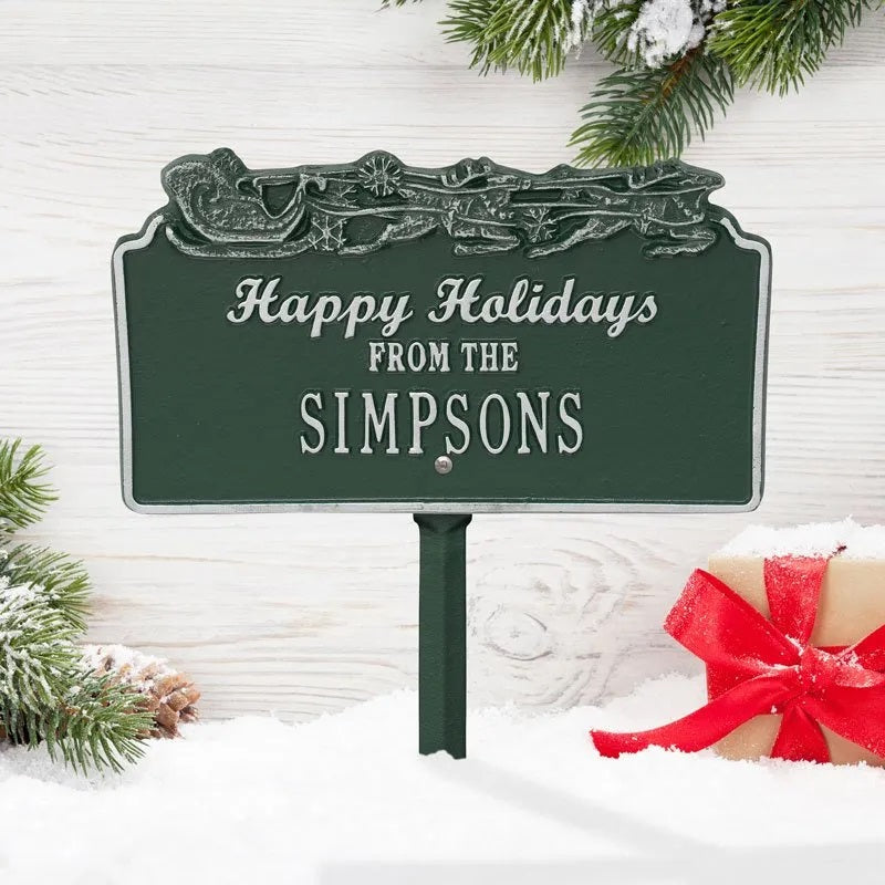 Happy Holidays Lawn Plaque - Sleigh