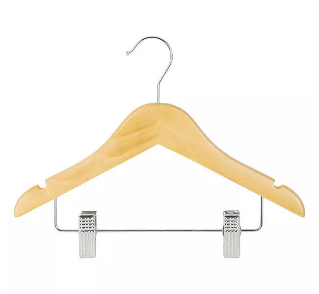 Kids Wood Clothes Hangers with Clips