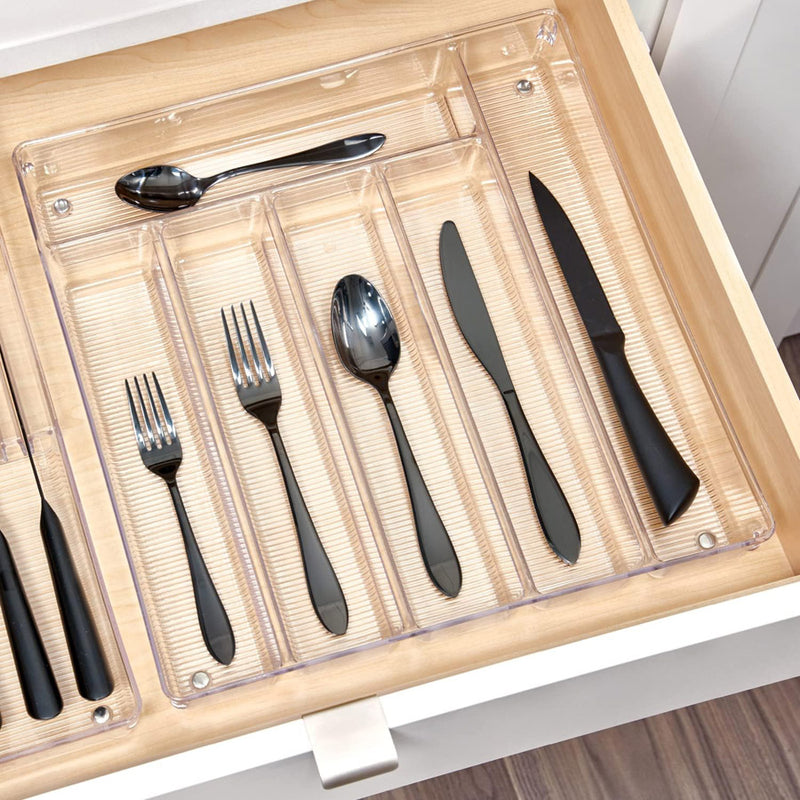 Large Clear Plastic Cutlery Storage Tray