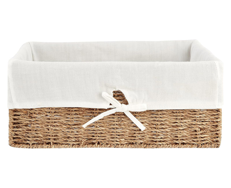 Canvas Lined Seagrass Basket - Large