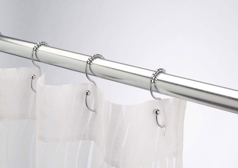 Smooth Rolling Shower Curtain Hooks - Chrome