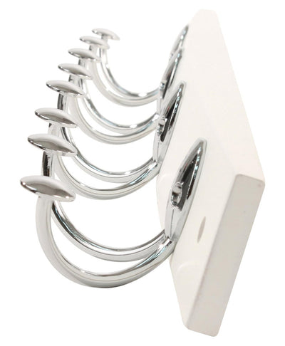 Double Hook Wood Rack - White - Chrome