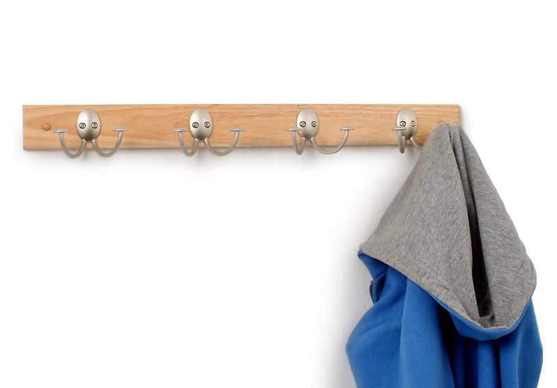 Double Hook Wood Coat Rack - Maple-Nickel