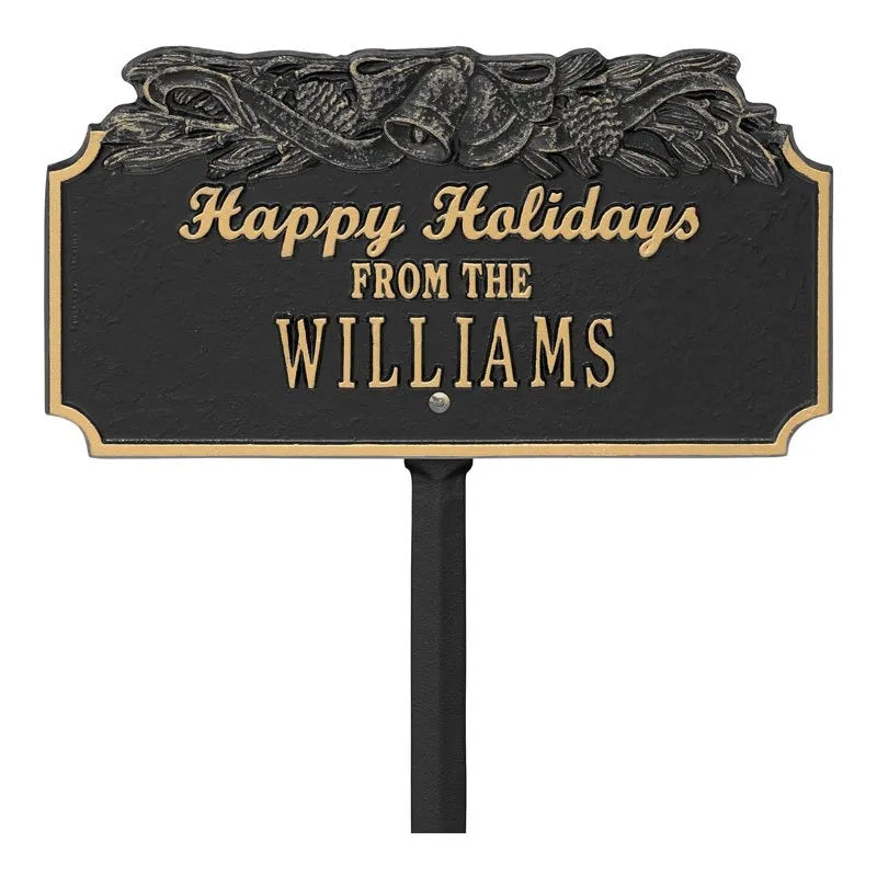 Happy Holidays Lawn Plaque - Bells