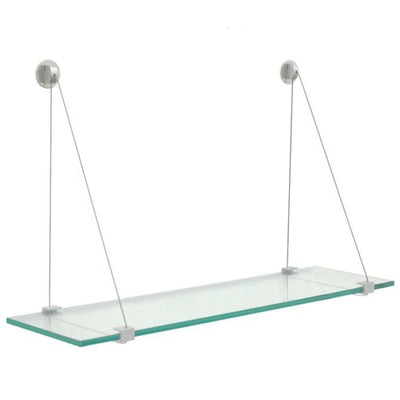 12 Inch Tempered Glass Shelf - Brushed Steel