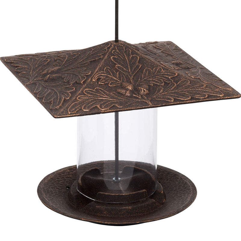 6 Inch Tube Bird Feeder - Oak Leaf