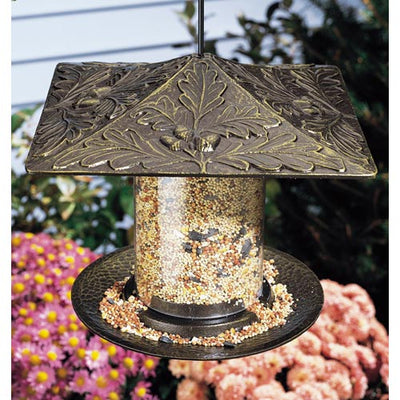 6 Inch Tube Bird Feeder - Oak Leaf