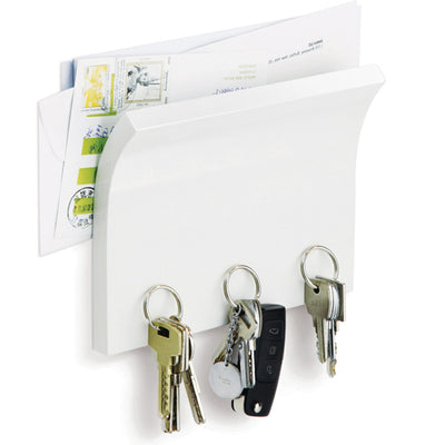 Letter Holder and Magnetic Key Rack - White
