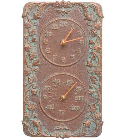 Acanthus Outdoor Thermometer and Clock