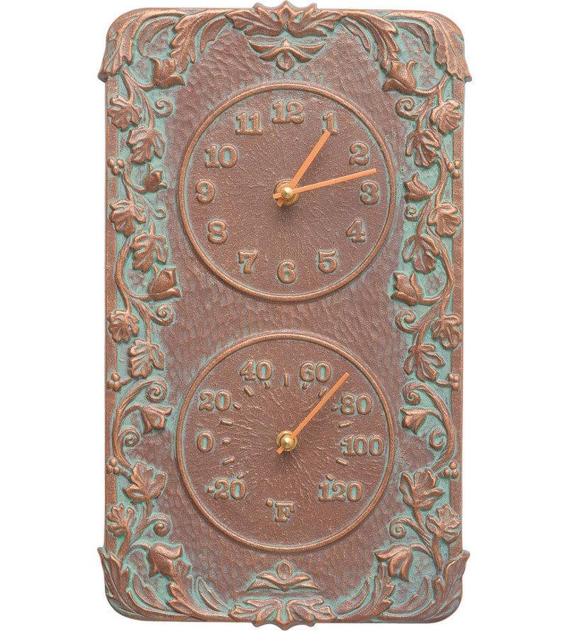 Acanthus Outdoor Thermometer and Clock