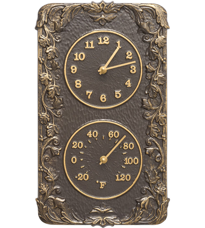 Acanthus Outdoor Thermometer and Clock