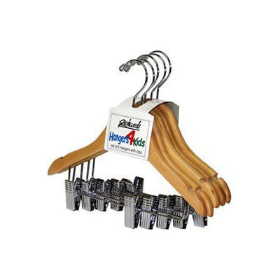 Kids Wood Clothes Hangers with Clips
