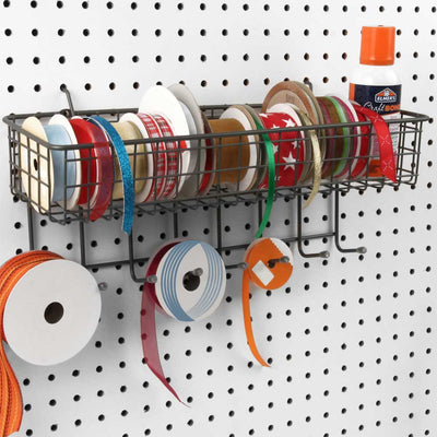 Pegboard Basket and Hook Station