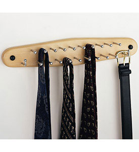 Non-Slip Wood Belt and Tie Rack - Natural