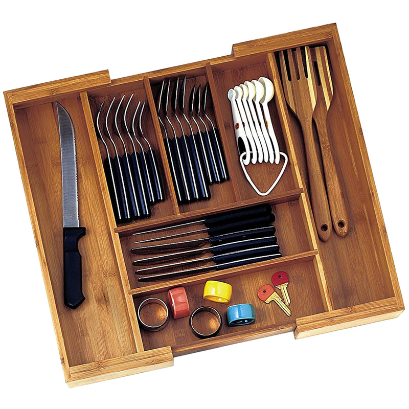 Bamboo Expandable Flatware Organizer