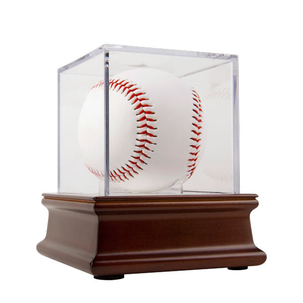 Acrylic Baseball Display Case and Wood Base