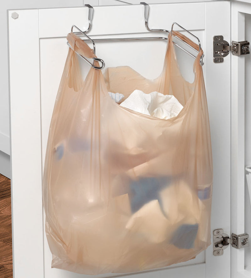 Cabinet Door Grocery Bag Holder with Towel Bar