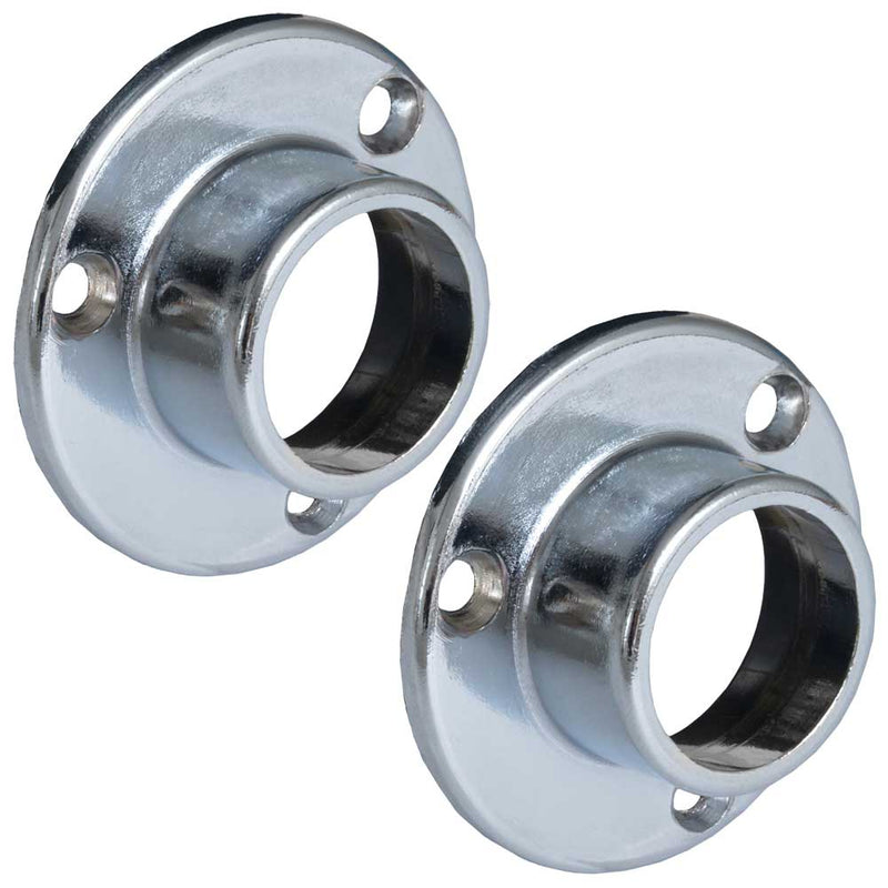 Fixed Round Rod Flanges - Chrome