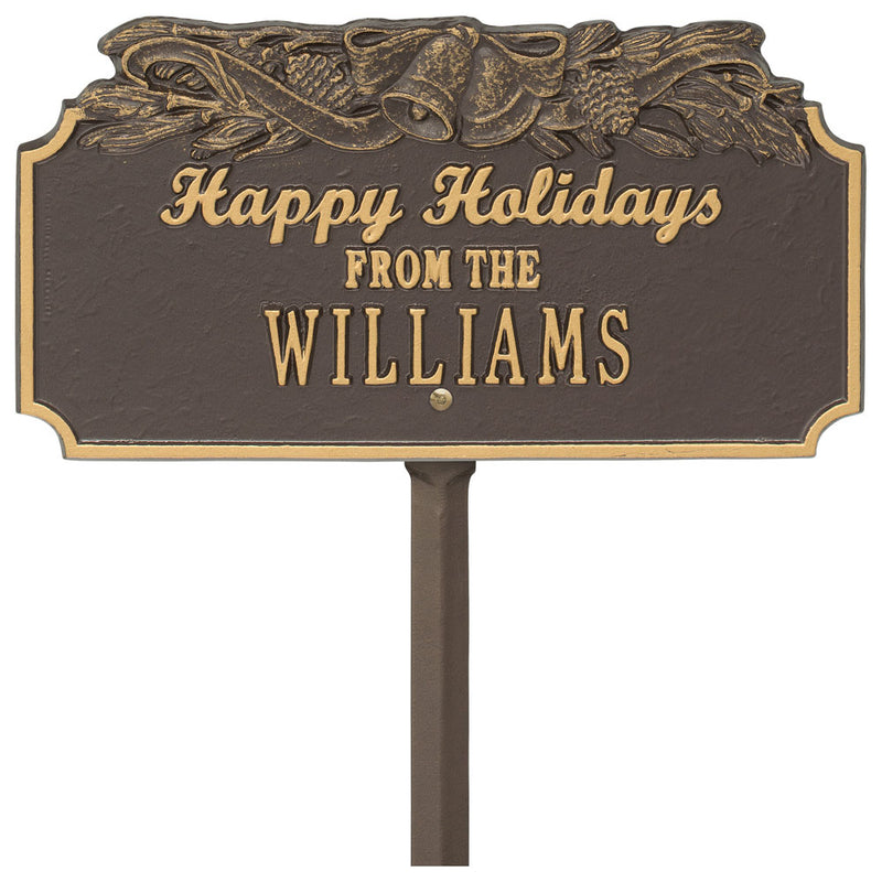 Happy Holidays Lawn Plaque - Bells