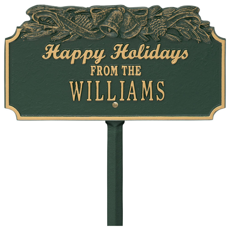 Happy Holidays Lawn Plaque - Bells