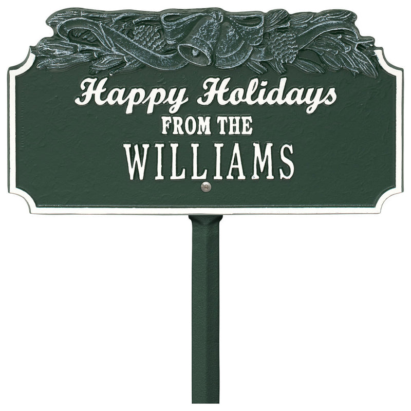 Happy Holidays Lawn Plaque - Bells