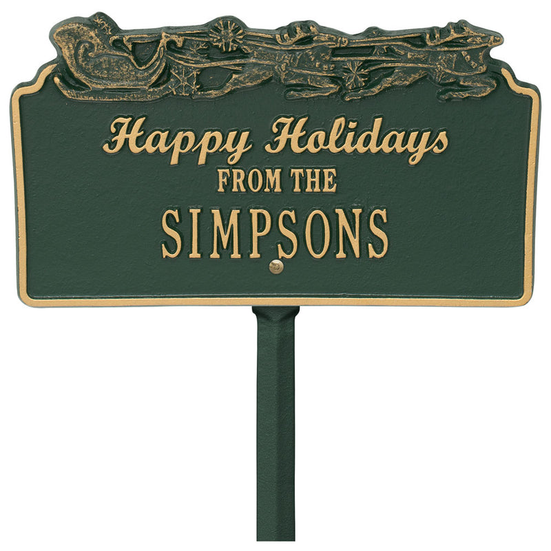 Happy Holidays Lawn Plaque - Sleigh