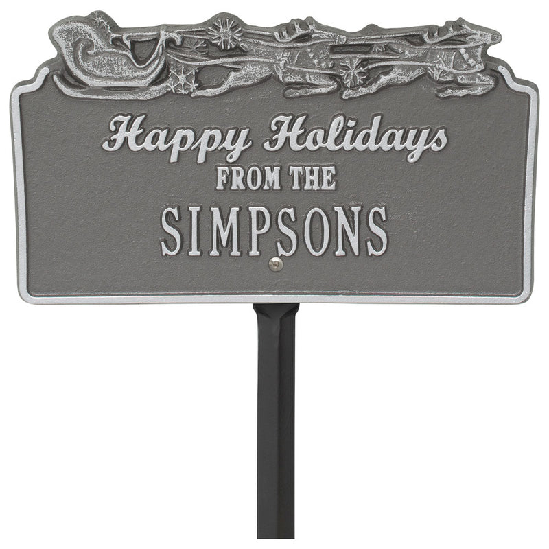 Happy Holidays Lawn Plaque - Sleigh