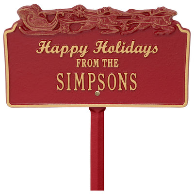 Happy Holidays Lawn Plaque - Sleigh