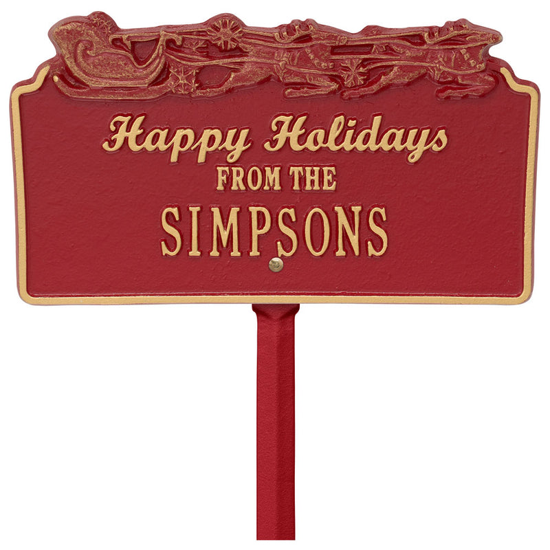 Happy Holidays Lawn Plaque - Sleigh