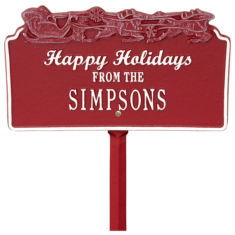 Happy Holidays Lawn Plaque - Sleigh