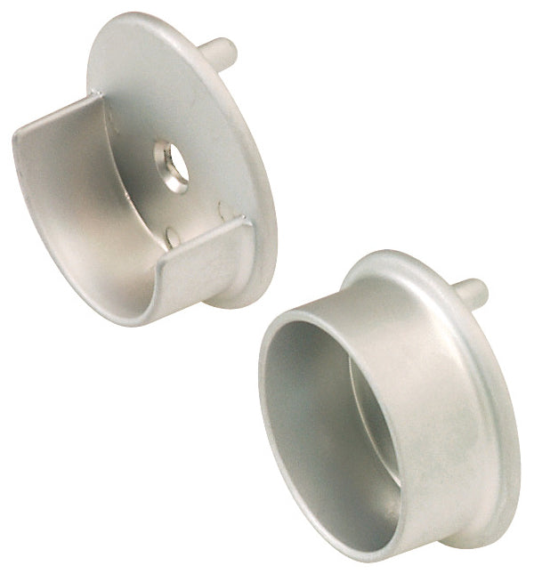 Round Closet Rod Flanges - Brushed Silver