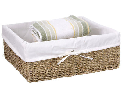 Canvas Lined Seagrass Basket - Large