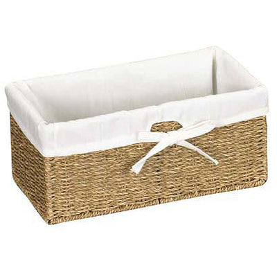 Canvas Lined Seagrass Basket - Small