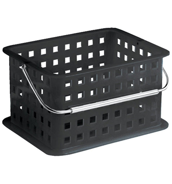 Stackable Plastic Storage Basket - Black