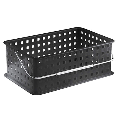Stackable Plastic Storage Basket - Black