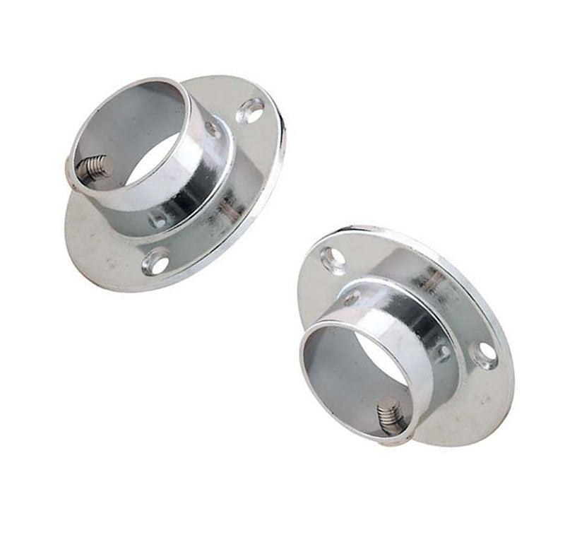 Mounted One Inch Closet Rod Flanges - Chrome